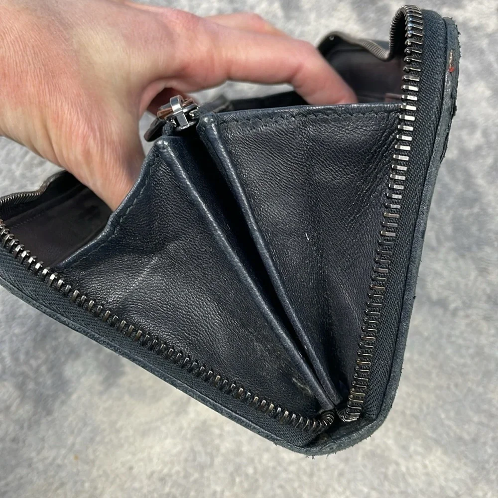 Bottega Veneta Intrecciato Piccolo Zip Around Wallet Black Woven Leather